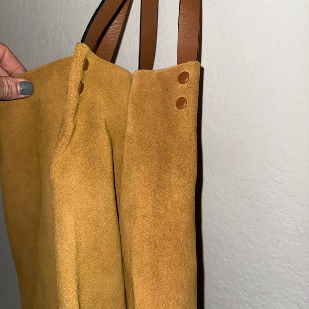 Zara Camel Suede Tote Bag with Tan Straps NWOT - Picture 2 of 5
